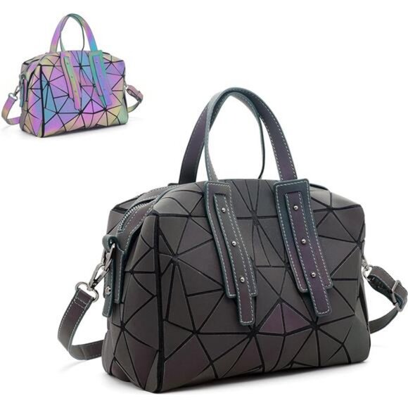 Geometric Boston Handbag for Women Geometric Luminous Purse and crossbody bag - Picture 1 of 7